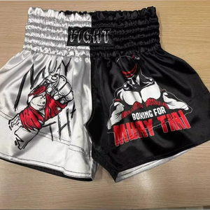 <b>Men</b> Muay Thai <b>Shorts</b> Satin Print Elastic Waist Gym Training Kickboxing Lightweight Colorful Top top <b>mens</b> muay thai - Product Image 1