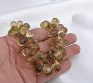 สร้อยคอประดับพลอยเลมอนควอตซ์ทรงหยดน้ำธรรมชาติ, พลอยสำหรับทำเครื่องประดับชั้นดี - Product Image 6