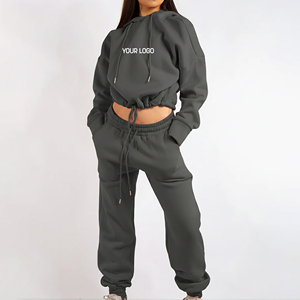 Sudadera con Capucha de Color Sólido de Primera Calidad, Pantalones Deportivos con Puños, Conjunto Deportivo Personalizado con Logotipo Bordado y Serigrafiado - Product Image 3
