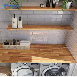 Estantes Flotantes Minimalistas de Madera de Acacia con Borde Cuadrado Rústico, Precio de Fábrica, para Decoración de Sala de Estar - Product Image 4