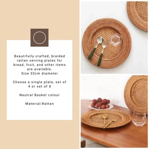 Handmade Rattan Placemats <b>Round</b> Natural Brown White Bohemian <b>Table</b> Mats <b>Set</b> <b>For</b> <b>Dining</b> Decor - Product Image 5