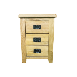 Muebles de dormitorio de madera de pino con diseño tradicional antiguo, hechos en Vietnam, mesita de noche de madera de caucho duradera con 3 cajones. - Product Image 1