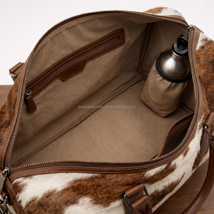 กระเป๋าเดินทางหนังวัวแท้สไตล์วินเทจ ขนาดใหญ่ ใส่ของได้เยอะ พร้อมสายสะพายไหล่ หนังขนสัตว์ สำหรับผู้ชายและผู้หญิง - Product Image 6