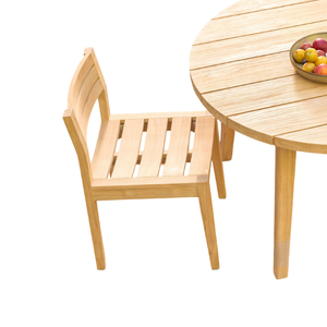 Table basse ronde moderne en teck massif, table de jardin, ensemble de meubles pour patio, hôtel et salon - Product Image 4