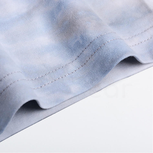 Men's Tie-Dye Short Sleeve T-Shirt O-<b>Neck</b> Knitted Casual Oversized <b>Cloud</b> Pattern Regular Fit - Product Image 6