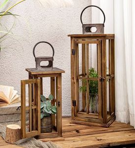 Lanterne à bougie en bois artisanale personnalisée avec support de bougie noir pour événements et décoration intérieure, centres de table de mariage - Product Image 6