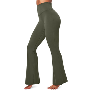 High Waisted Flare Leggings Women Flared Yoga Pants Stretchy Bootcut Tights <b>Tummy</b> <b>Control</b> Gym Wear Lightweight Flare Legging - Product Image 1