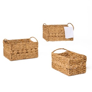 Premium <b>Rectangle</b> Vintage Water Hyacinth Handcrafted Eco-Friendly <b>Storage</b> <b>Basket</b> for Home Organization - Product Image 3