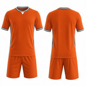 Trendy Vibrant Orange Soccer Uniform Set with Black and White Trim Sublimated Football uniform teamwear - Product Image 3