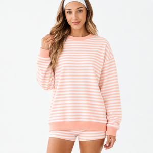 Oversized <b>Women</b>’s Casual Crew Neck <b>Short</b> Set <b>Long</b> Sleeve Pullover Sweatshirt Matching <b>Shorts</b> Two Piece Comfortable Everyday - Product Image 6