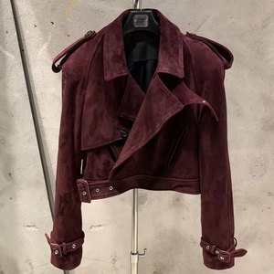 Unisex PU Leather <b>Jacket</b> V-neck Moto Style Slim Fit Regular Length Windproof Regular Sleeve Solid Color Winter Wear Hooded Half - Product Image 6