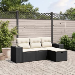 Grande Set di divani da giardino in Poly Rattan nero resistente ed elegante mobili da esterno - Product Image 1