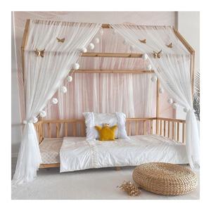 Dual Toned Pastoral Linen <b>Canopy</b> <b>Bed</b> Curtains With Ruffles Large Elegant <b>Bed</b> <b>Canopy</b> Curtains Sheer Curtains With Racks Full Set - Product Image 4