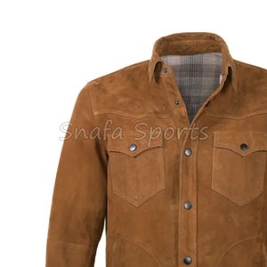 Camisa de Cuero de Gamuza para Hombre, Nuevo Diseño, Color Marrón, Última Moda 2026, Cuero Genuino, Venta al Por Mayor - Product Image 5