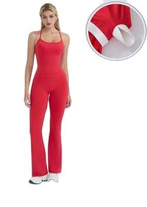 Ensemble de yoga pour femmes, col rond, manches courtes, deux pièces, pantalon de survêtement à taille haute et jambes larges avec cordon de serrage - Product Image 5