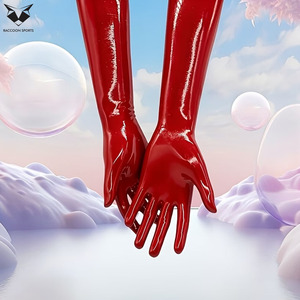 Sexy <b>Red</b> Glossy PU Leather <b>Long</b> <b>Gloves</b> Women Wet Look Patent Leather <b>Gloves</b> Clubwear Dance Party Cosplay Mittens - Product Image 3