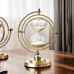 Elegant <b>Sand</b> <b>Timer</b> Glass And Metal Decorative Hourglass Tabletop Accent Ideal For Living Room Office And Library Decor - Product Image 5