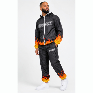 Conjunto de Chaqueta y Pantalones Cortavientos Impermeables con Capucha, Ligero, Unisex, para Correr, Gimnasio, Estilo Urbano, 100% Nailon - Product Image 3