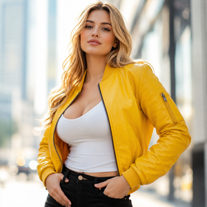 Chaqueta de Invierno Personalizada para Mujer, Ecológica, Transpirable, de Piel de Cordero Marrón, Estilo Bomber Vintage, con Forro de Seda - Product Image 6