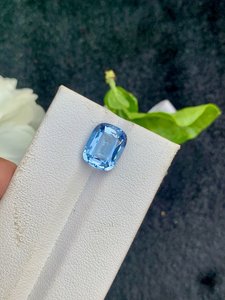 Piedra preciosa natural de aguamarina Santa María, corte cojín, color azul cielo, suelta, para la elaboración de joyería fina. - Product Image 3