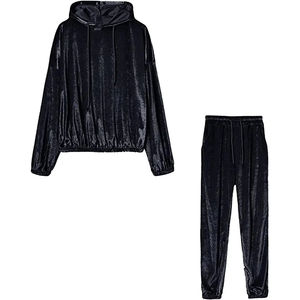 Ultima Collezione: Tuta Sportiva Invernale in Velluto a Due Pezzi per Donna, Design Semplice e Elegante - Product Image 4