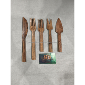 Ensemble de petites cuillères de cuisine parfaites | 5 cuillères de cuisine en bois de manguier avec poignées royales | Collection de cadeaux festifs de qualité supérieure - Product Image 6