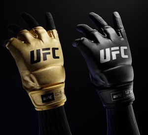 Guantes de Entrenamiento de MMA y Sanda Oficiales de la UFC, Medios Dedos, Ligeros, Antideslizantes, con Cierre de Velcro, Dorados y Negros, para Autógrafos - Product Image 1