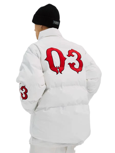 Veste matelassée blanche pour enfants, tendance streetwear, imprimée sur mesure, OEM ODM, respirante, imperméable en PU, hiver, unisexe - Product Image 3