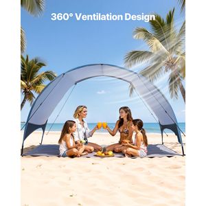 Tenda da Spiaggia Estiva per 4 Persone con Protezione Solare UPF 50+, Baldacchino Portatile, Borsa per il Trasporto, Picchetti da Terra, Leggera - Product Image 4