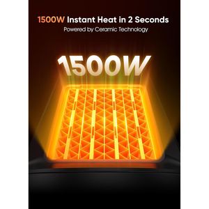 Stufa Elettrica Portatile da 1500W per Uso Interno, Riscaldatore in Ceramica PTC con Modalità di Ventilazione, Protezione da Surriscaldamento e Ribaltamento - Product Image 3