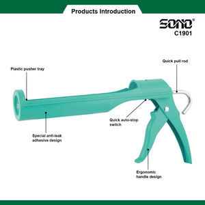 Pistolet à mastic silicone SONO C1901 anti-goutte industriel et DIY, avec poignée pistolet intégrale et rapport de poussée optimal - Product Image 2