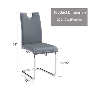 Sedie da pranzo moderne in 4 pezzi con sedie laterali imbottite in ecopelle con gambe in metallo per cucina e sala da pranzo disponibili Grey - Product Image 3