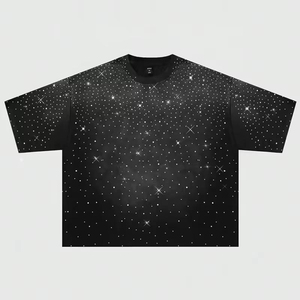 Stylish Branded T Shirts Custom Men's Rhinestone <b>Transfer</b> T-Shirt Custom Logo OEM Service for Men's Rhinestone <b>TShirt</b> - Product Image 1