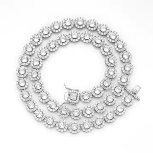 <b>Iced</b> <b>Out</b> Moissanite Tennis <b>Chain</b> Necklace Luxury Round Brilliant Cut Fashion Jewelry for Men Women Daily Wear - Product Image 4