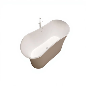 Baignoire Spa Moderne Transparente Autoportante avec Drain, en Résine Durable et Écologique, pour Bain Profond, Idéale pour Appartement Intérieur, Jacuzzi - Product Image 1