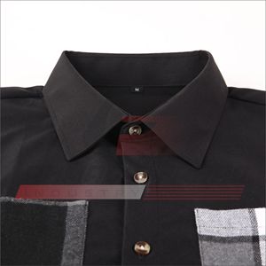 Men's Long Sleeve <b>Patchwork</b> <b>Shirt</b> Color Blocked Casual Regular Fit Woven Fabric Black Gray White Design - Product Image 2