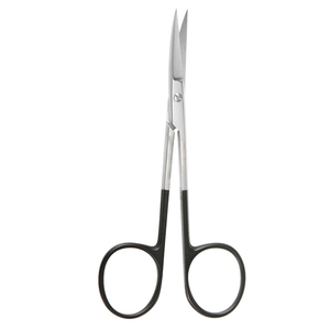 Ciseaux à iris de qualité supérieure, taille 4,5 pouces, lame courbée, poignée noire, acier inoxydable, ciseaux chirurgicaux pour iris avec logo - Product Image 1