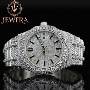 Hip Hop Iced Out Moissanite Diamond Stainless Steel Analog Glass Watch with Premium Craftsmanship for Men's Fashion Gift Giving - Product Image 5