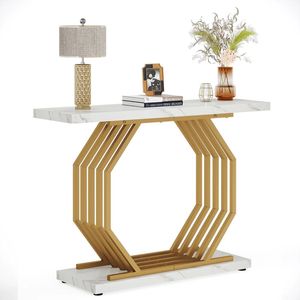 Consolle con Base in Metallo per Divano o Ingresso, Tavoli Consolle Durevoli ed Eleganti - Product Image 6