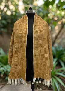 Chal de Lana para Mujer, Reversible, con Patrón Geométrico, Bufanda Larga para Uso Diario en Invierno, Color Mostaza, con Borde de Flecos - Product Image 2