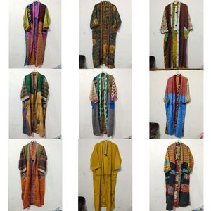 Elegant Sexy Comfortable Vintage Boho Style Women's Silk Sari Kimono <b>Robe</b> Floral Pattern Breathable Sleepwear <b>Beach</b> House Bridal - Product Image 1