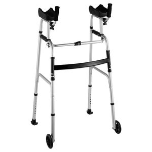 Deambulatore Pieghevole 2-in-1 con Braccioli Rimovibili, Altezza Regolabile, Ruote Solide da 5 Pollici, Leggero in Alluminio - Product Image 1
