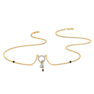 Collier Mangalsutra à trois anneaux entrelacés avec diamants - Product Image 3