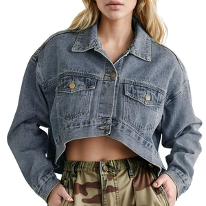 Breathable Eco-Friendly Fashion Wholesale Unisex Winter <b>Denim</b> <b>Jackets</b> 100% Cotton Stand Collar Front Logo High Quality - Product Image 1