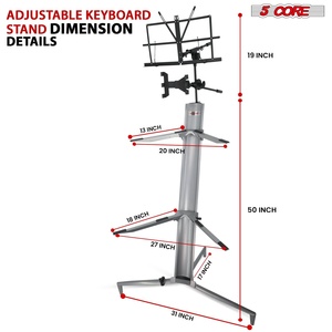 5 Core Adjustable Heavy Duty Aluminum 2 Tier <b>Keyboard</b> <b>Stand</b> for 61/76/88 Key Musical Instruments - Product Image 5