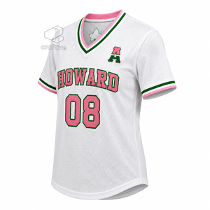 Alfa |   Kapa |   Camiseta de béisbol de malla para mujer Alpha Sorority, cuello en V, manga corta, transpirable, ropa deportiva de equipo, estampado sublimado - Product Image 3
