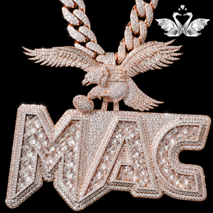 Custom <b>Eagle</b> Name Pendant 925 Sterling Silver Round Brilliant Cut VVS Moissanite Claw Setting Unisex Hip Hop Jewelry - Product Image 3