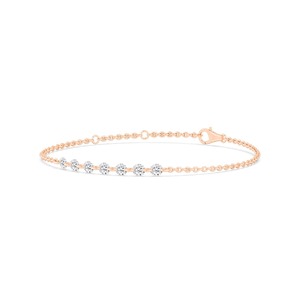 Luxurious 9K Rose Gold <b>Drilled</b> Round Cut Lab <b>Diamond</b> Station Bracelet 2.08 CTW - Product Image 2