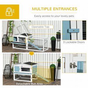 "Modern Luxury <b>Small</b> Animal House-Stainless Steel Rabbit Hutch W/ Detachable Run <b>Slide</b>-Out Tray & Indoor/Outdoor Usage" - Product Image 4