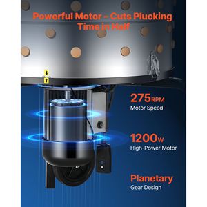 Spiumatrice Elettrica per Polli 1200W 275RPM, Tamburo da 25,6 Pollici, 158 Dita Morbide, Macchina Spiumatrice per 25 Polli, Attrezzatura per Macellazione - Product Image 3